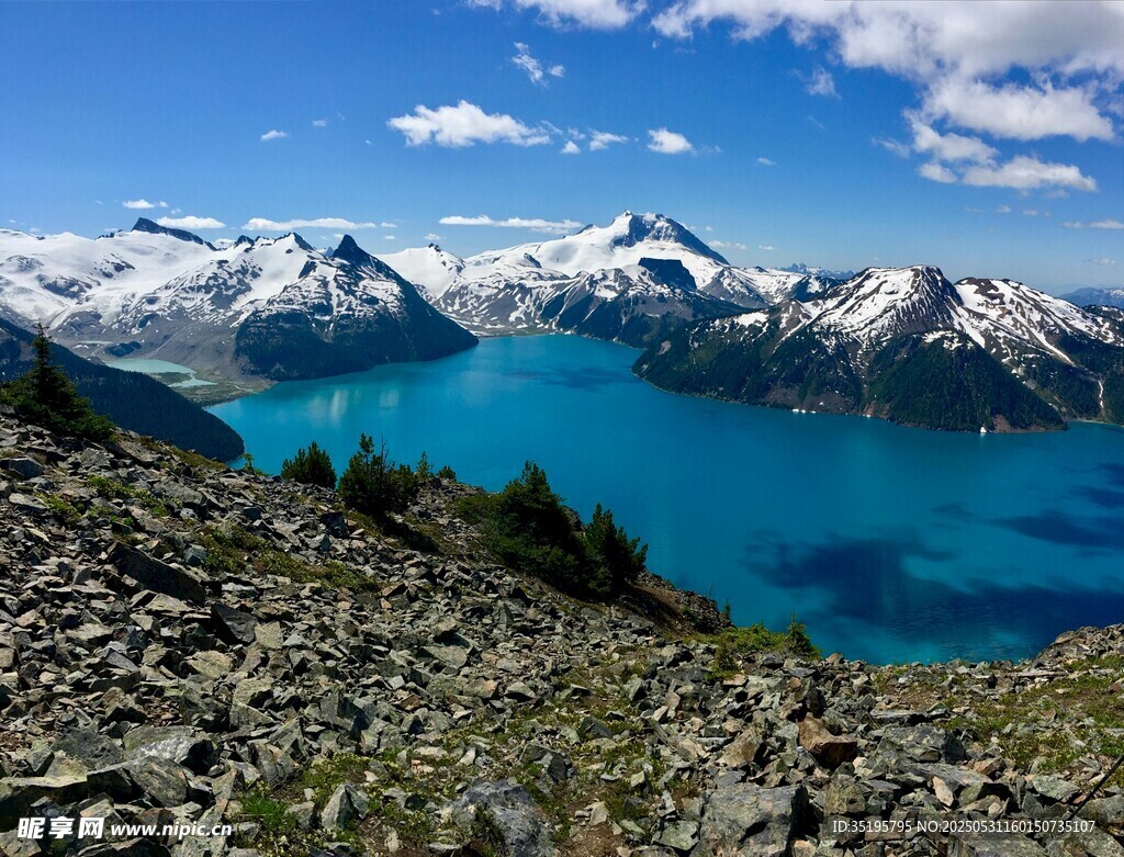 高山蓝湖壮丽自然景观