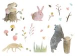 可爱森林动物与花卉元素