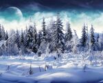 雪林合成背景