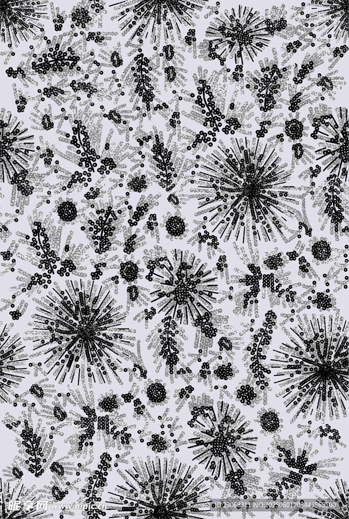 黑白抽象花朵图案纹理
