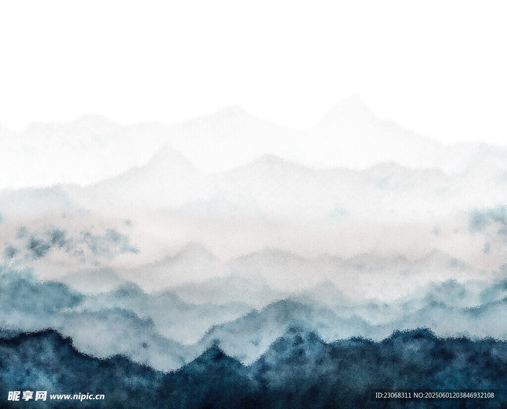 水墨群山云雾缭绕美景