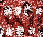 红色花纹包装纸特写