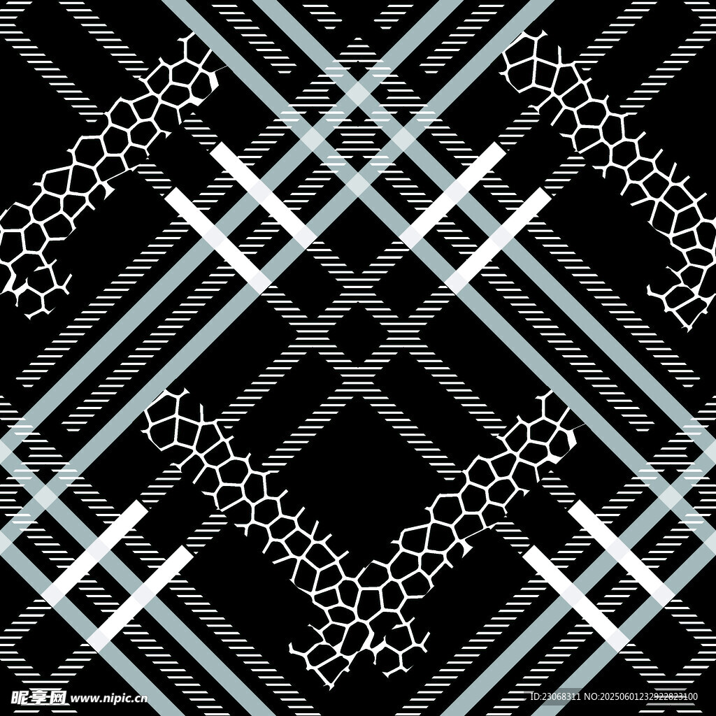 黑白几何线条交织图案