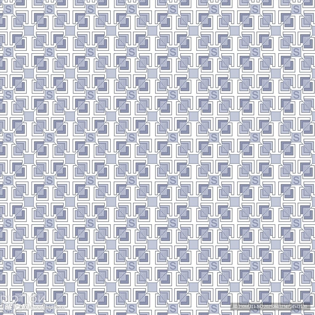 蓝白几何图案无缝背景图