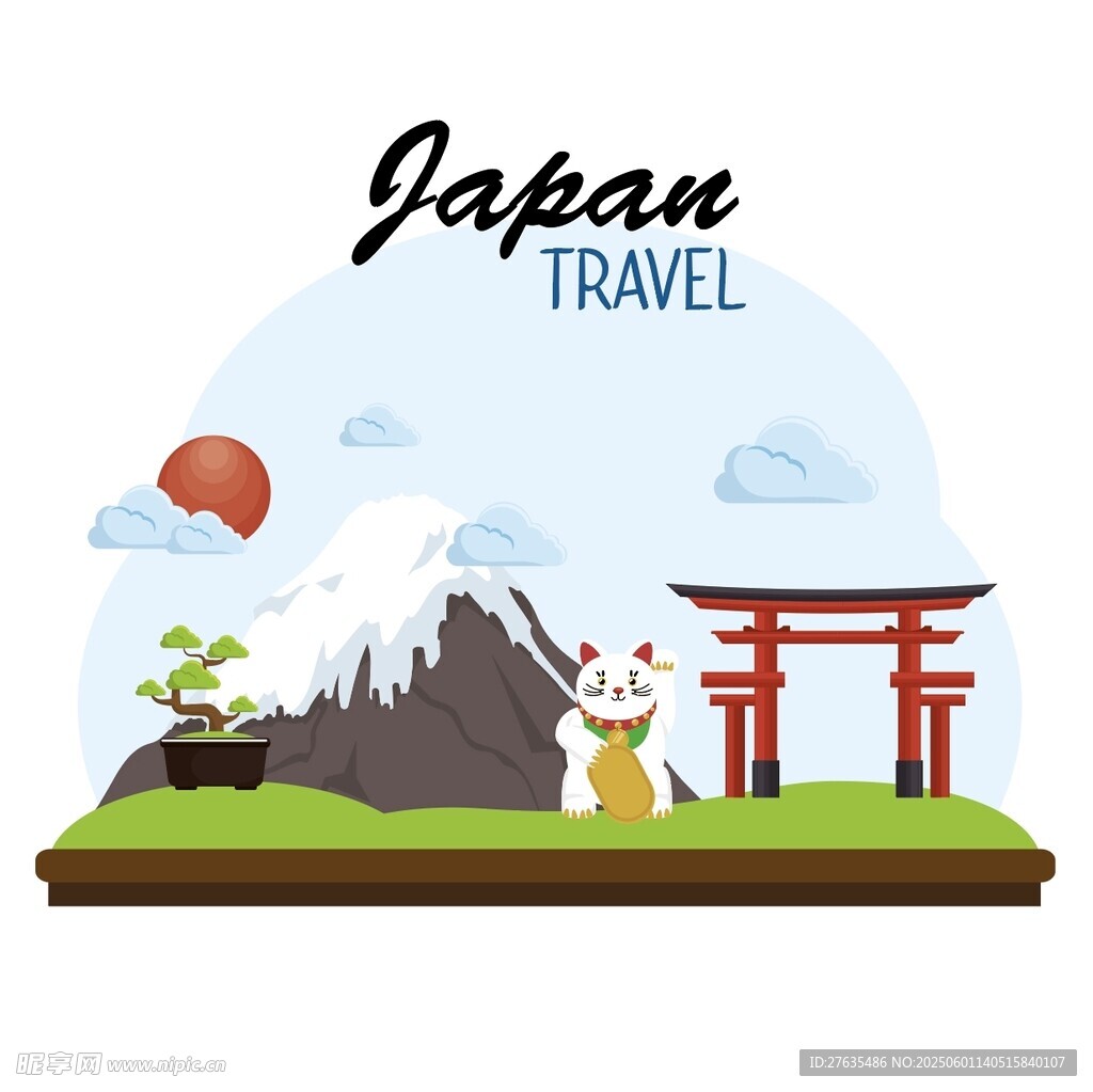 日本旅行风光插画