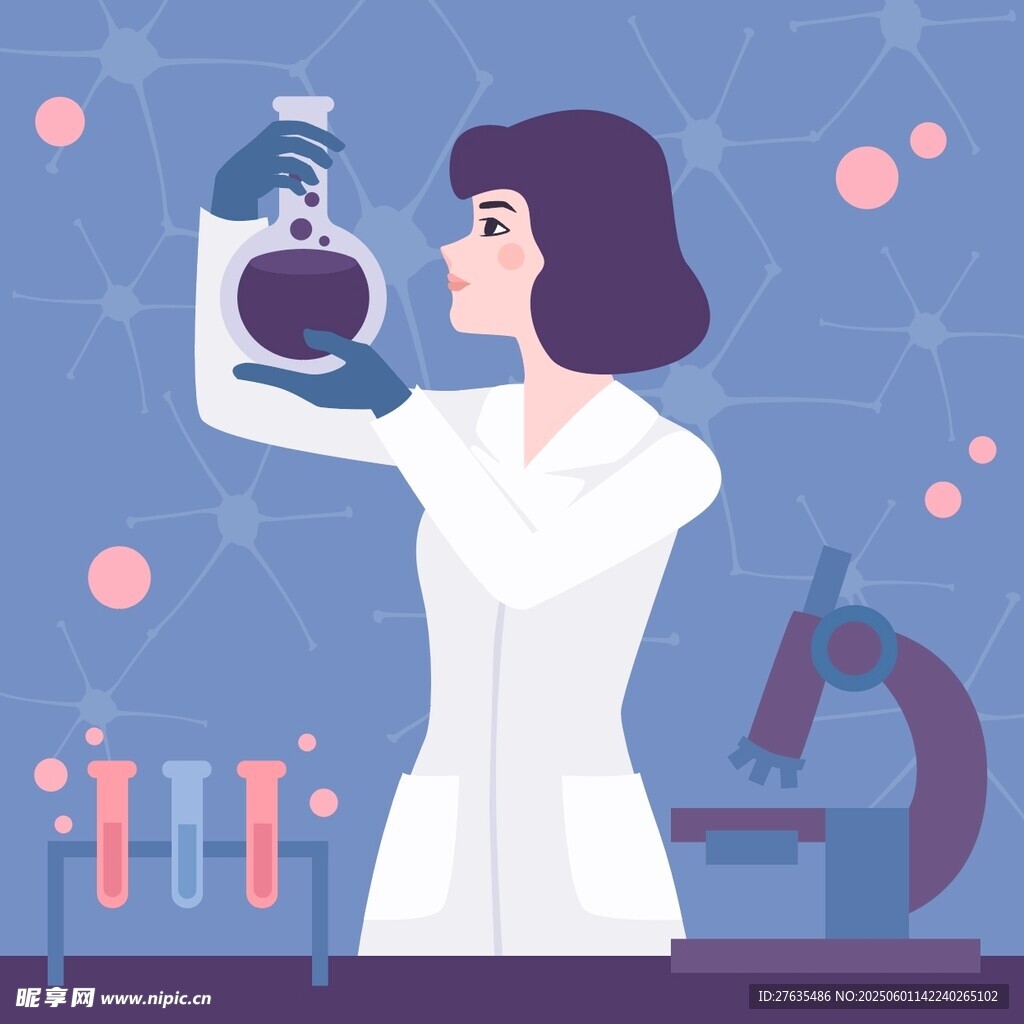 女科学家专注做实验