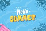 你好夏天夏日主题插画