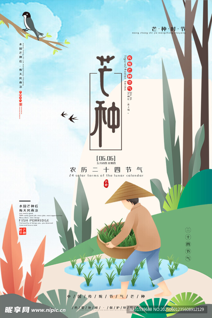 传统二十四节气芒种节气海报设计