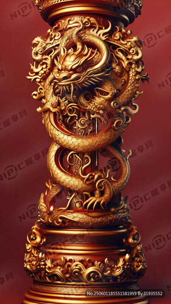 金色盘龙    大红底色   