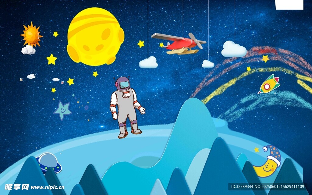 太空探索插画中的宇航员