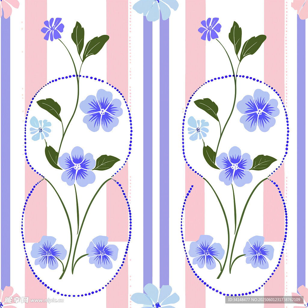 蓝花条纹图案装饰画