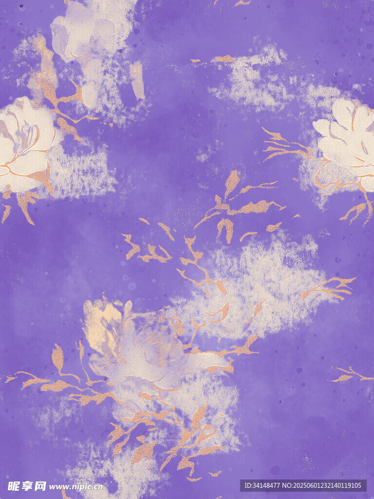 紫色梦幻抽象花卉图案