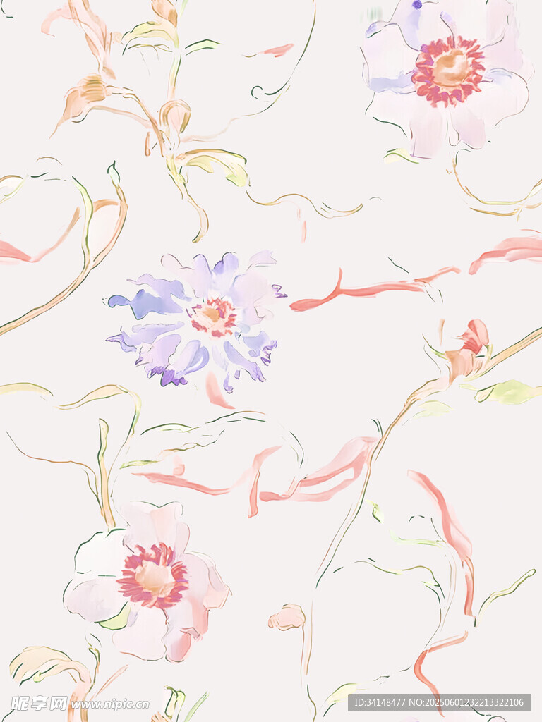 手绘花卉图案背景纹理