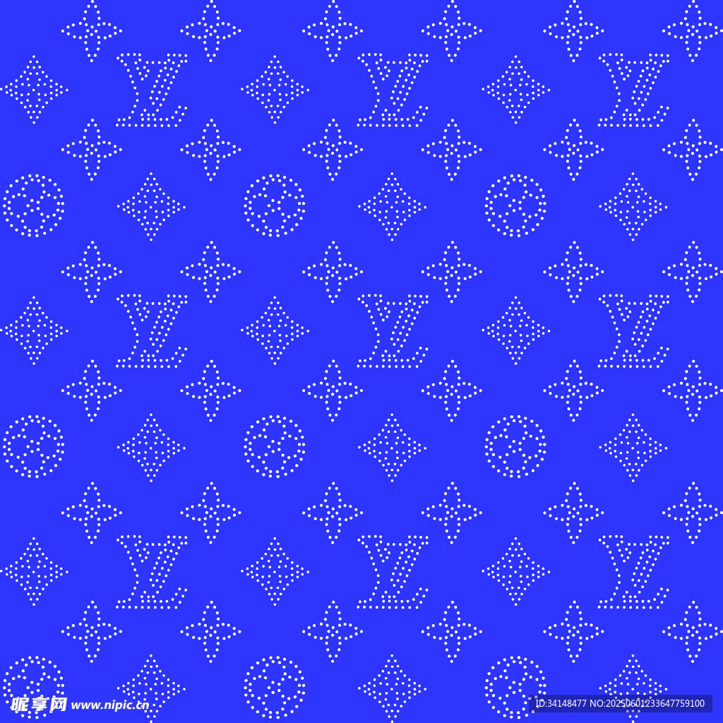 蓝色LV图案背景纹理