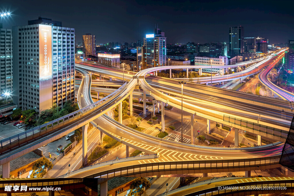 城市立交桥璀璨夜景