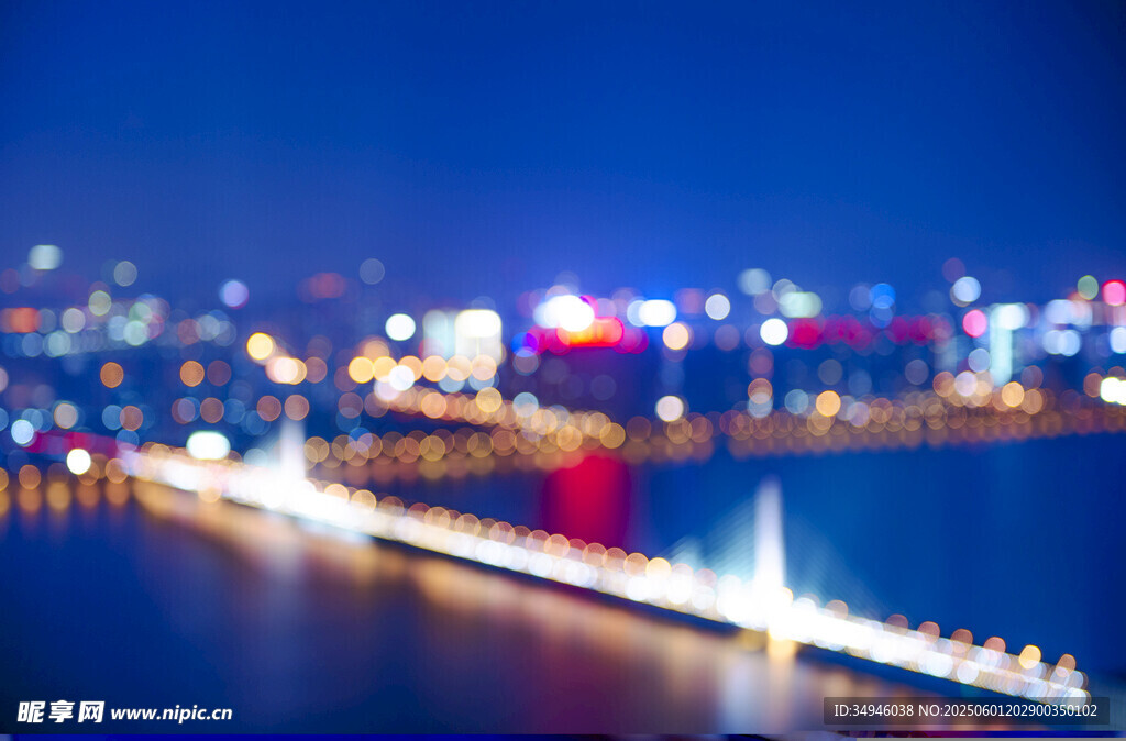 城市夜景河畔璀璨灯光秀
