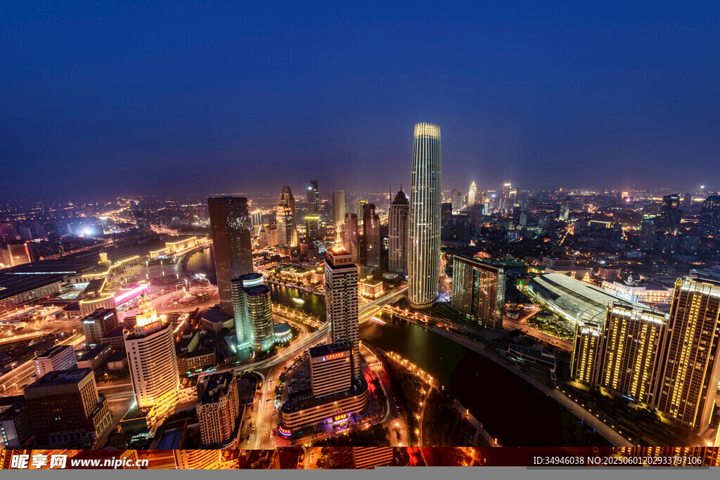 城市璀璨夜景俯瞰图