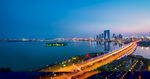 城市跨海大桥夜景风光