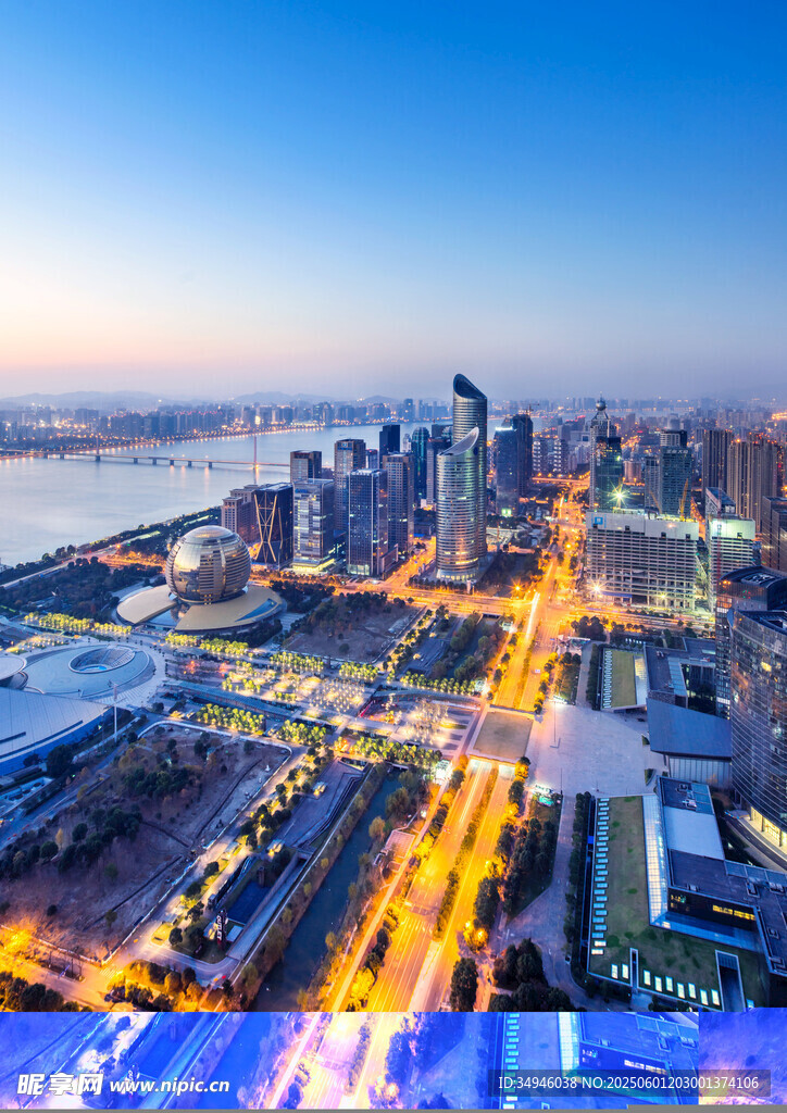 城市璀璨夜景俯瞰图