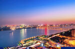 城市江畔绚丽夜景风光