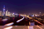 上海夜景车流璀璨画面