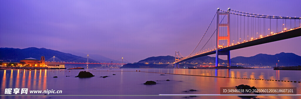 黄昏下的跨海大桥美景