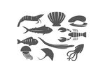 海洋生物剪影集合