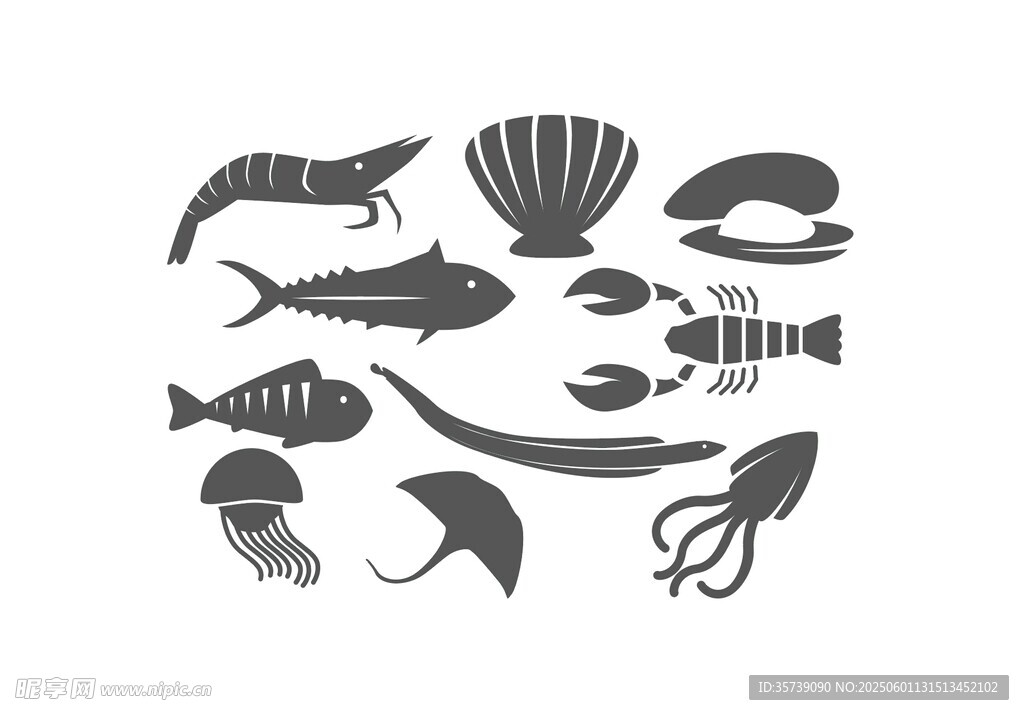 海洋生物剪影集合
