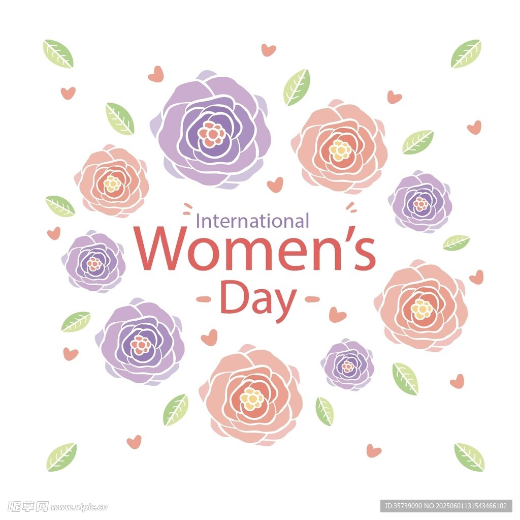 妇女节花卉装饰图案
