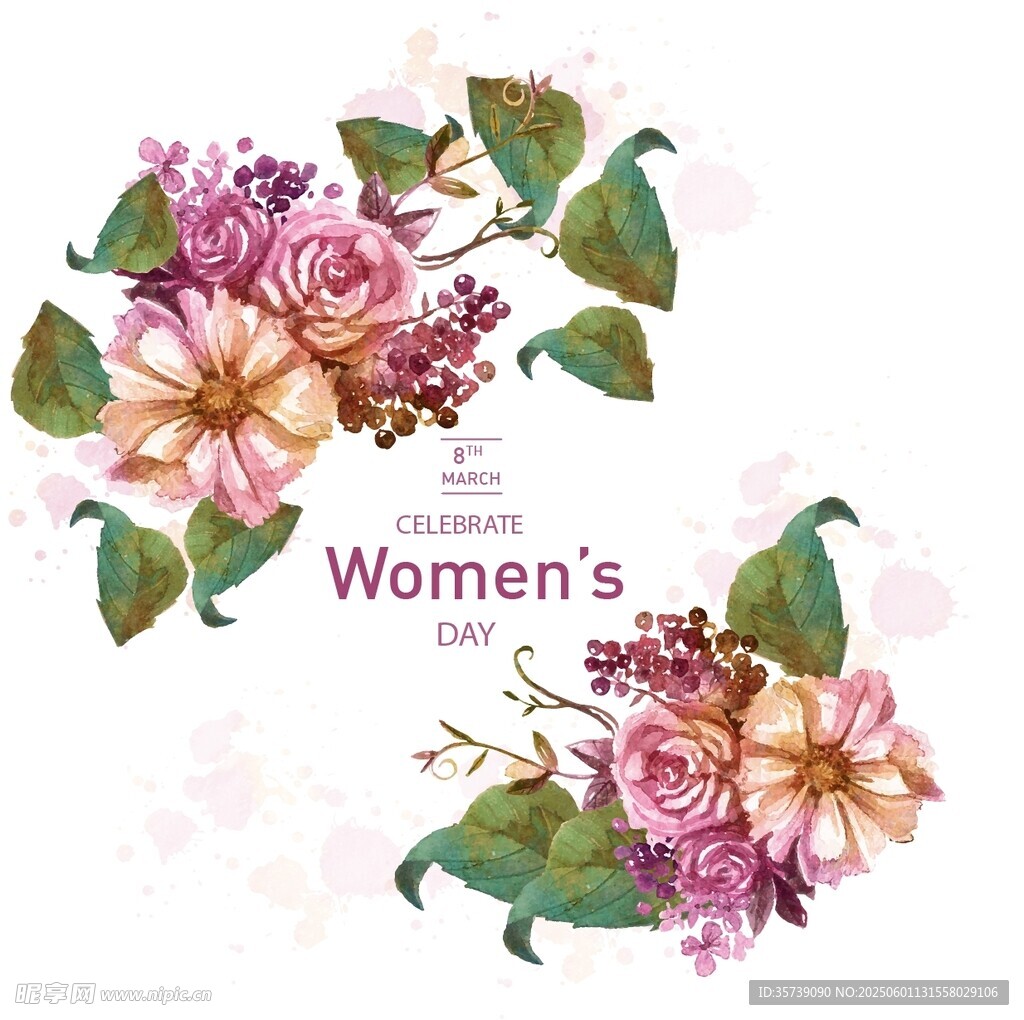 女性花卉主题装饰图案