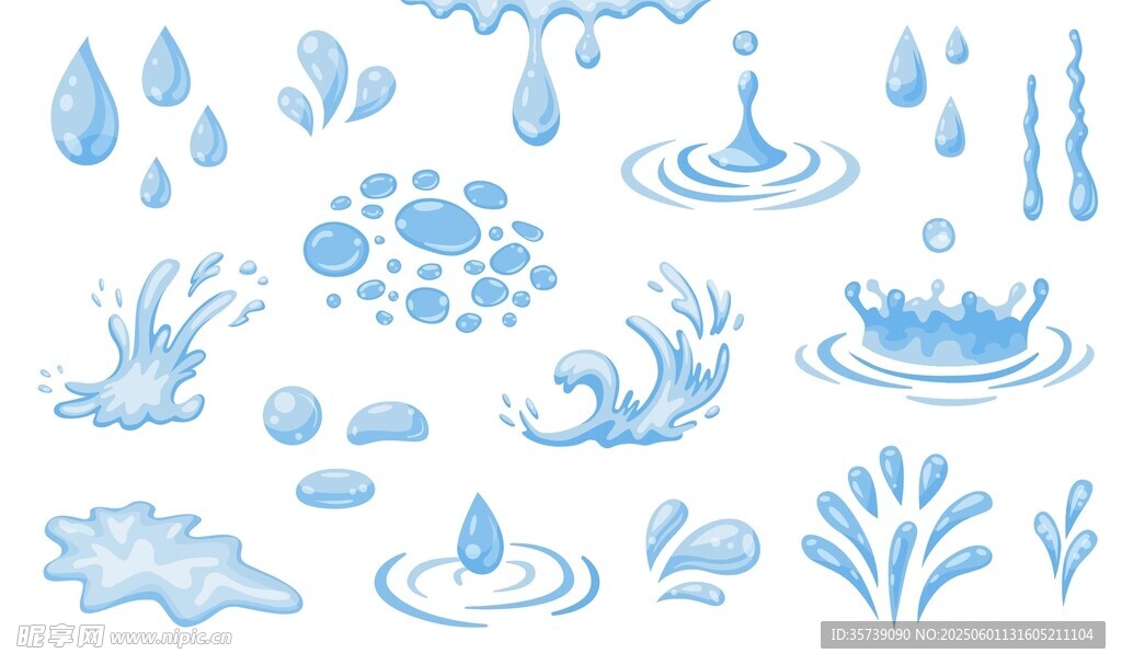 蓝色水滴水花元素集合