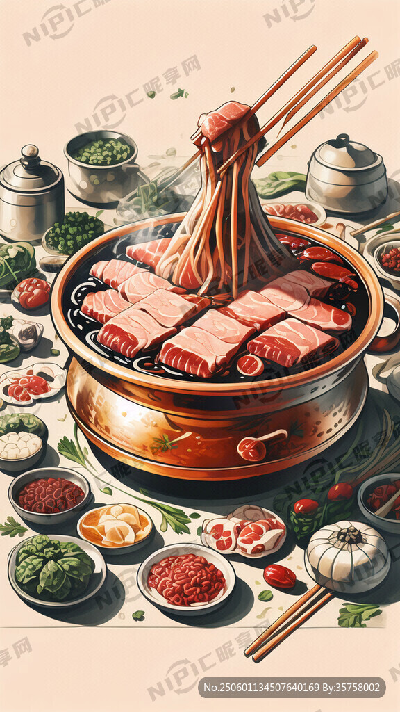 给我设计一个铜火锅涮羊肉的海报