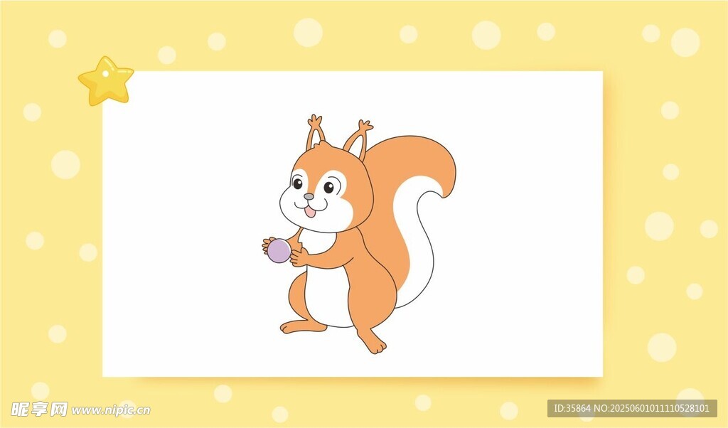 可爱松鼠手持物品插画