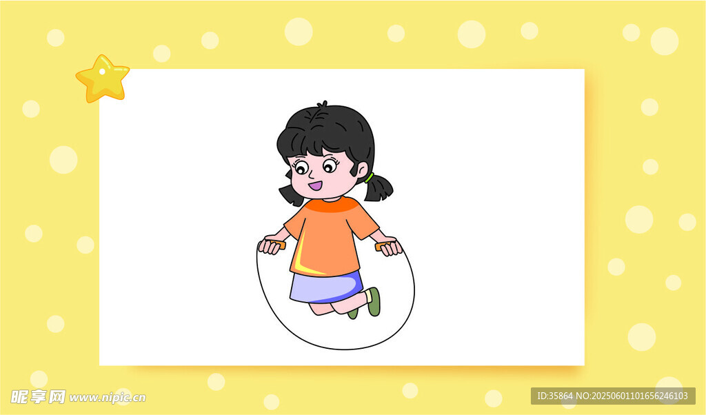 小女孩欢快跳绳瞬间