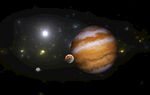 太空中的木星及周边星体
