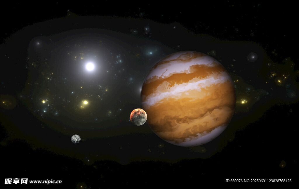 太空中的木星及周边星体