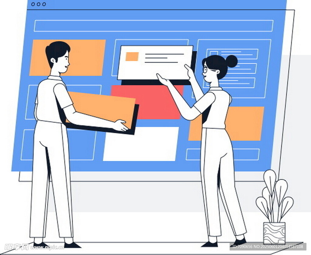两人协作展示屏幕内容