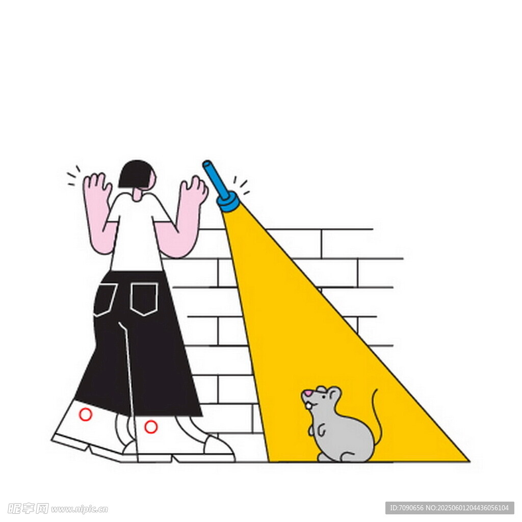 女子遇鼠惊慌靠墙