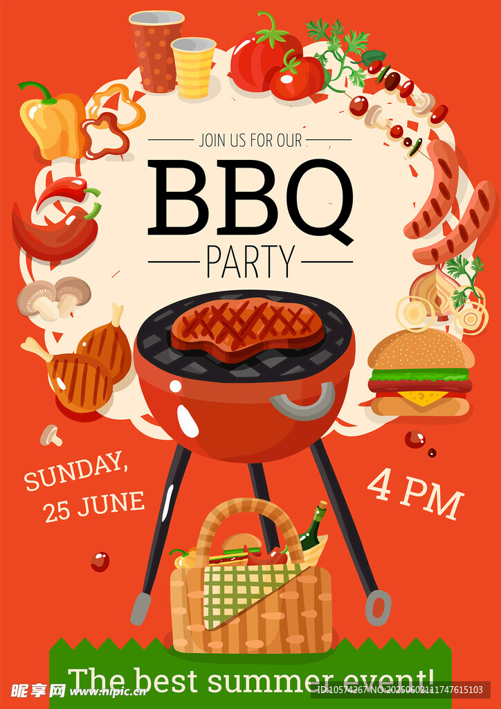 夏日BBQ派对宣传海报