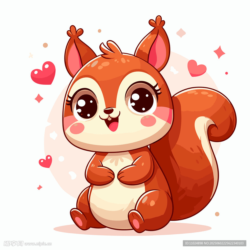 可爱松鼠比心萌趣插画