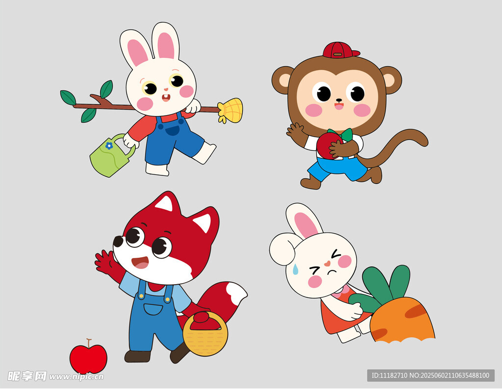 可爱动物卡通形象插画