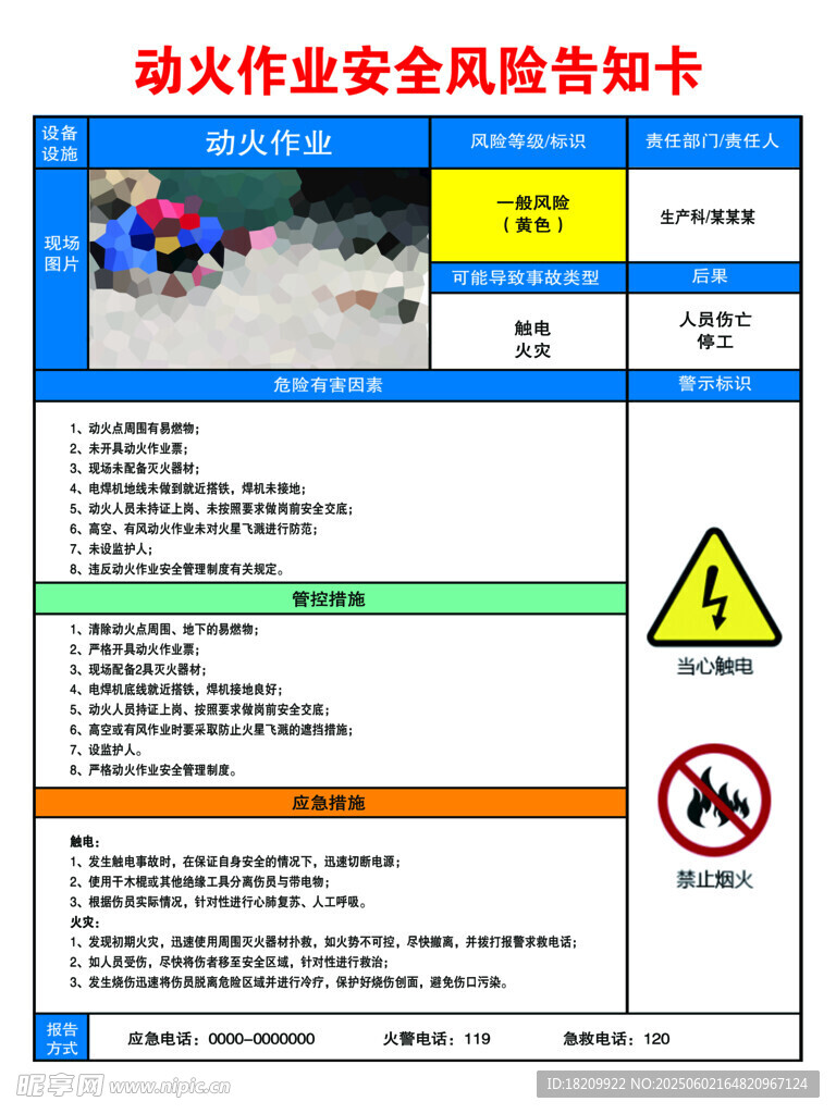 动火作业安全风险告知卡