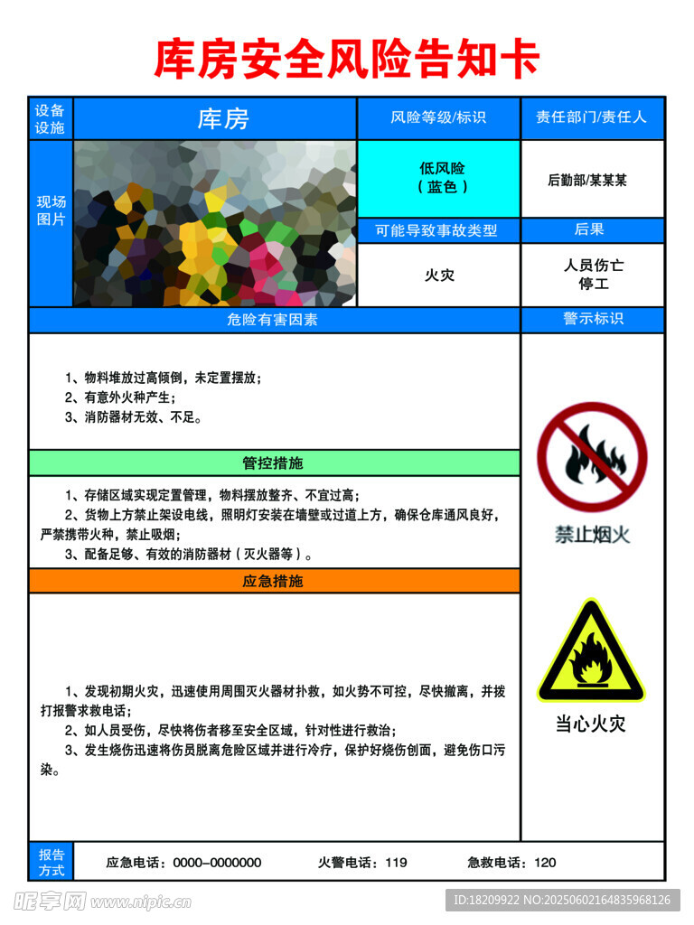 库房安全风险告知卡