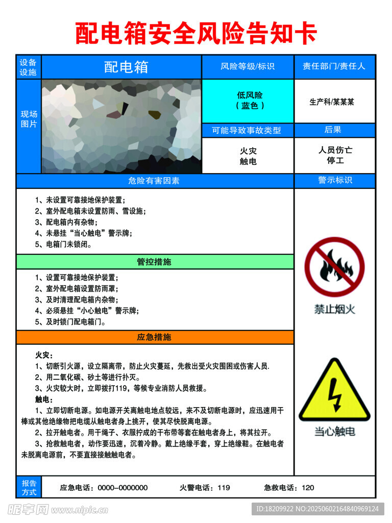 配电箱安全风险告知卡