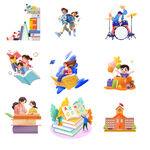儿童学习娱乐创意插画