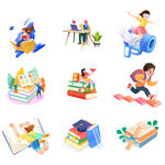 儿童学习与成长趣味插画