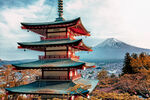 日本宝塔与富士山美景