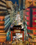 香港繁华街巷夜景