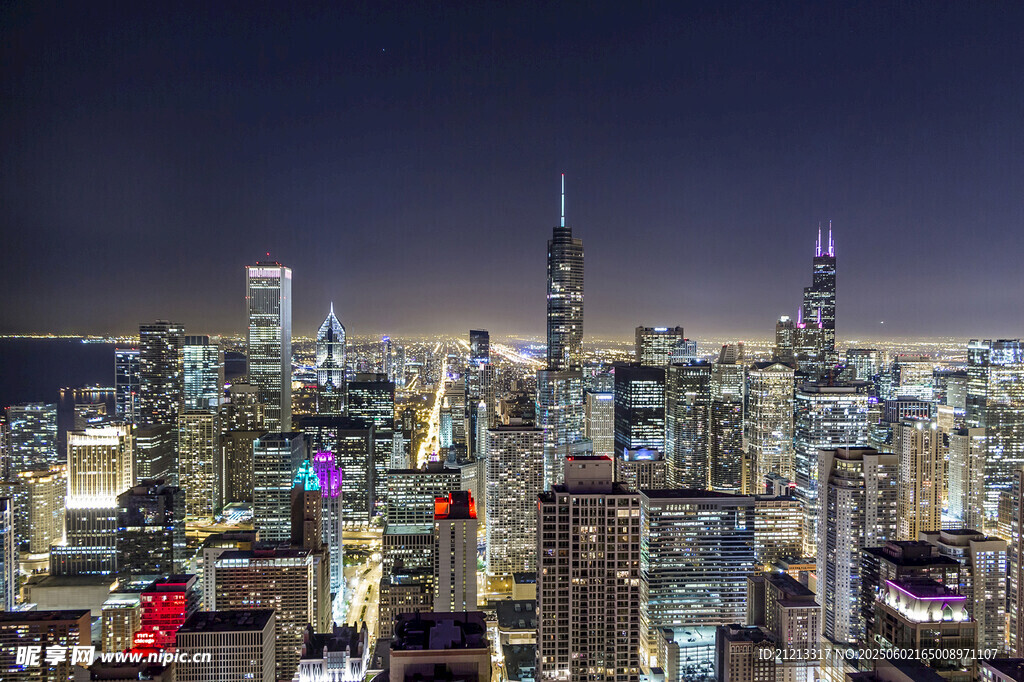 繁华都市夜景俯瞰