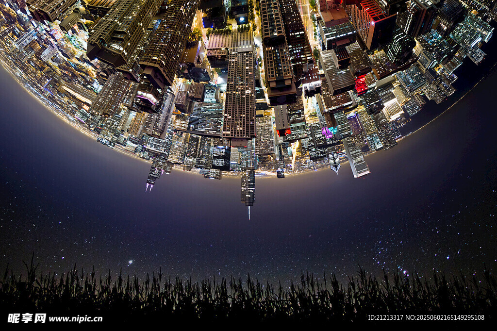 城市夜景全景迷你星球效果